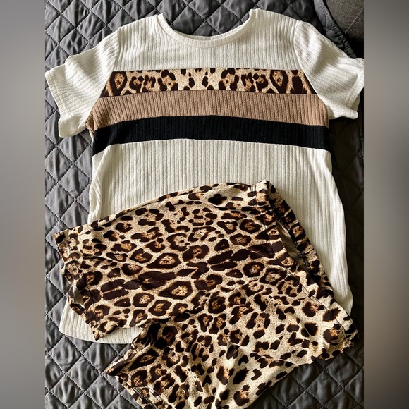 SHEIN Maternity Leopard Print Shirt & Shorts set - Picture 4 of 8